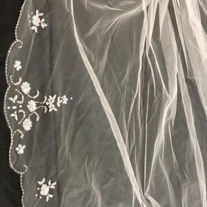 Beaded ivory veil